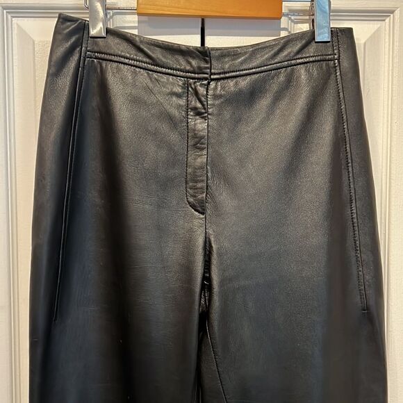 Betty Barclay Black‎ Italian Leather High Waist Pants Size 8-10 see measurements - Picture 2 of 15